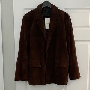 Zara Women's Dark Brown Genuine Suede Oversized Jacket L